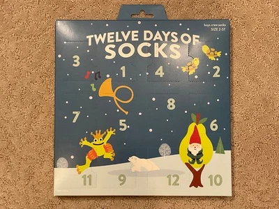 NIÑOS 12 DÍAS DE CALCETINES CALENDARIO DE ADVIENTO NAVIDAD NUEVO 2T 3T 4T 5T Crew Antideslizante Foto 1 de 4