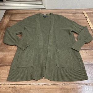 Cárdigan suéter manga larga tejido gofre abierto verde talla M American Eagle para mujer - Imagen 1 de 7