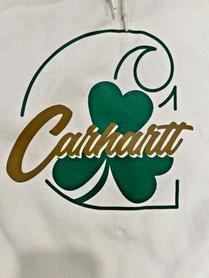 XL Sudadera Suelta Calce Carhartt Sudadera con Capucha Trébol Irlandés Hueso Off White Foto 1 de 4