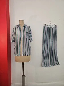 Conjunto Hippie Camisa Top Pantalones Acampanados Talla XS-S-M Inspirado en Colección Años 70 Algodón Red - Imagen 1 de 15