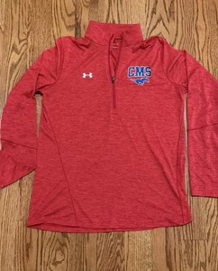 EUC Under Armour Langarmshirt 3/4-Reißverschluss rot CMS Damen Large rot weiß blau - Bild 1 von 7