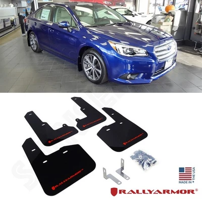 Черные грязевые щитки Rally Armor UR с красным логотипом для седана Subaru Legacy 2015–2019 годов выпуска - Изображение 1 из 2