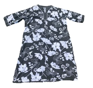 Vestido Vintage Anthony Richards Blanco y Negro Flor Casa Cremallera Frontal XXL Tropic - Imagen 1 de 16