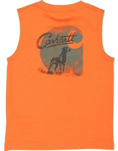 Carhartt Kleinkind Jungen 2T 3T 4T orange Hund Grafik Tasche ärmelloses T-Shirt - Bild 1 von 2