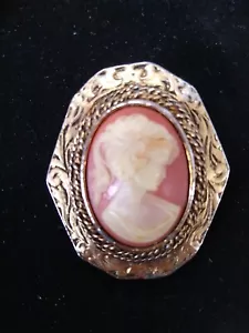 Pin camafeo vintage de latón firmado Peri - Imagen 1 de 6