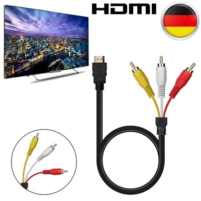 AV Kabel Adapter HDMI auf/zu 3RCA AV Cinchstecker HDTV Scartstecker 1.5m DE - Bild 1 von 4