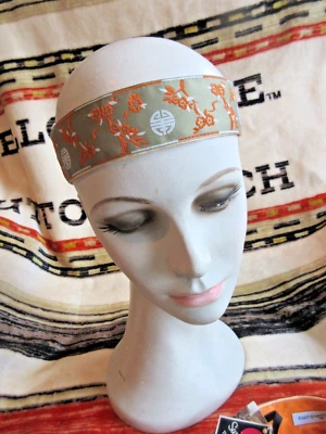 SWEATY BANDS NWT HEADBANDS X2 #1 FITNESS SAGE/ORANGE VELVET LINING DON'T SLIP - Image 1 of 4