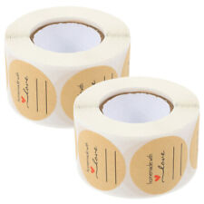  2 Rolls Kraftpapier Etikettenaufkleber Kreis Lebensmitteletiketten