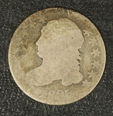 1825 Capped Bust Dime Silver Silver Heavily Circulated**Free U.S. Shipping ** Cover