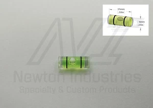 5pcs Acrylic Ø6x15mm Bubble Spirit Level Vial YlwGreen Sens: 42'/2mm 12.22mm/m - Picture 1 of 1