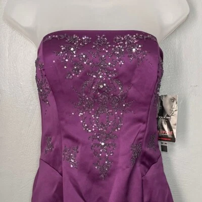 Vestido De Colección Rampage Talla 5 Púrpura Satén Sin Tirantes Y2K Capricho Formal Baile de graduación HOCO Foto 1 de 4