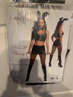 NWOT Starline S&M Bunny Sexy Black Costume Adult Sz XS Top Shorts Headpc Neckpc - Image 1 of 4