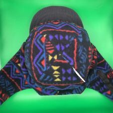 VTG Columbia Fleece Lined Trapper Hat S/M USA Made Ear Flaps Aztec Reversible 90