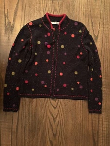 Marisa Christina Vintage Polka Dot Knit Sweater Zip Up Speckled Long Sleeve - Picture 1 of 4