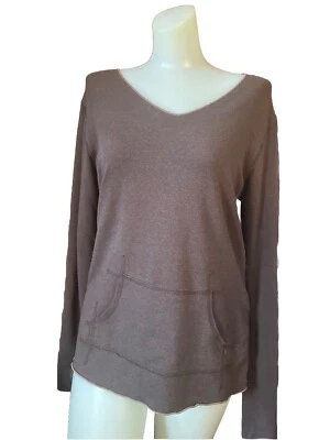 Soybu Mujeres Marrón Manga Larga Cálida Mediana Camisa Top Bolsillo Cuello en V Atlética Foto 1 de 4