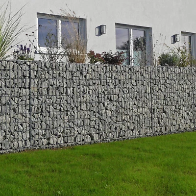 10m Gabionen Mauer 1m hoch Gabionenwand Stützmauer Gabionen L-Steine Alternative - Bild 1 von 4