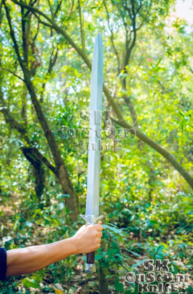 Espada Vikinga Hecha a Mano 5160 Resorte Acero Templado Doble Borde Espada 34" Foto 1 de 4