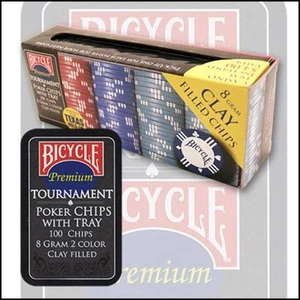 POKER CLAY CHIP SET 100 COUNT BICYCLE WITH TRAY CASINO CARD GAMES MAGIC TRICKS - Picture 1 of 1