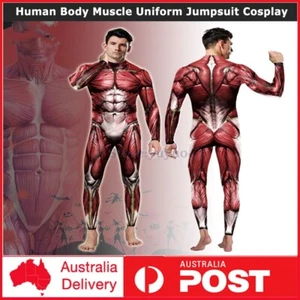 Human Body Muscle Uniform Jumpsuit Cosplay Costume Bodysuit Halloween Party - Picture 1 of 8