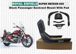 Ajuste para Royal Enfield "Super Meteor 650 negro soporte de respaldo de pasajero con almohadilla" - Imagen 1 de 10