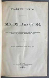 1st Edition  State of Kansas: Session Laws of 1893   Hamilton Printing Co. 1893  - Picture 1 of 12