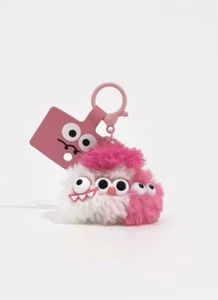 Cute Conjoined Fluffy Ball Monster Car Keychain Pink Doll Couple Bag Ornament - Picture 1 of 3