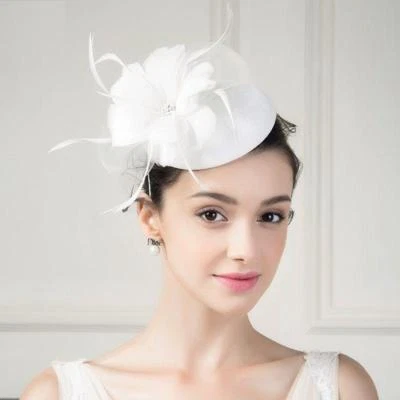 Mujer Kentucky Derby Iglesia Boda Noble Vestido Lino Pluma Sinamay Sombrero W780 Foto 1 de 4