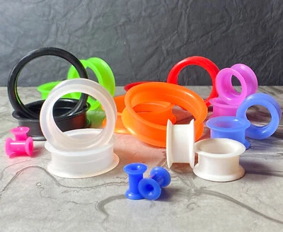 PAIR Soft Silicone Ear Tunnels Plugs - choose from 10 colors up to size 50mm! - Image 1 of 2