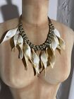 Cord Braided Metal Chain Imitation Twisted Horn Twelve Tiered Fringe Necklace