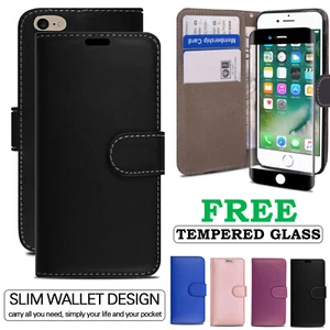 For Apple iPhone 7 8 SE Phone Case Leather Wallet Book Stand Magnetic Flip Cover - Picture 1 of 11