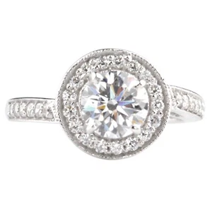 14KT White Gold 3.00 Carat D/VVS1 Round Cut Solitaire With Accents Women's Ring - Picture 1 of 13