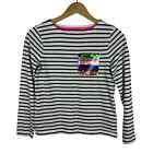 Boden Girls Striped Long Sleeve Tee with Sequin Pocket Size 11-12Y