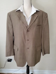 Pronto-Uomo Brown 100% Wool 3-Button Suit Jacket, Vintage - Picture 1 of 4