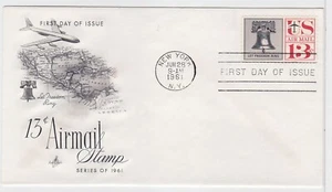 TurtlesTradingPost- Liberty Bell Airmail FDC- 1961 #C62- Artcraft Cachet - Picture 1 of 1