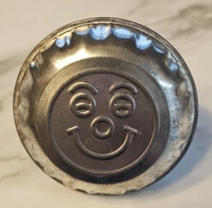VTG RARE Metal Toy Happy Smile Smiley Face Round Shaker Rattle Noisemaker - Picture 1 of 4