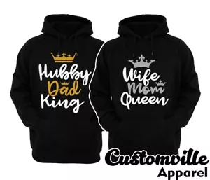 King Queen Dad Mom Hubby wife Hoodies Couple matching Valentine anniversary gift - Picture 1 of 8