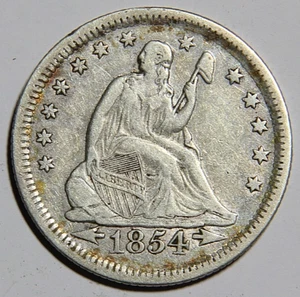 1854-P US Seated Liberty Quarter 25c Nice Condition -3937- - Bild 1 von 2