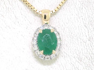 Smaragd Anhänger 585 Gelbgold 14Kt Gold  natürlicher Smaragd  16 Brillanten - Bild 1 von 5