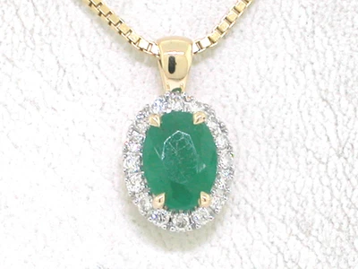 Smaragd Anhänger 585 Gelbgold 14Kt Gold  natürlicher Smaragd  16 Brillanten - Bild 1 von 4