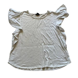 Robert Louis XL Ruffle Sleeve Top Blouse White Polyester Viscose Spandex - Picture 1 of 6
