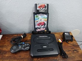 SEGA Genesis Console Model 2 MK-1631 Bundle + Authentic Out Run W/Case ■Retro 