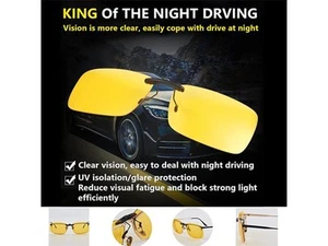 Night Vision Clip-On Polarized Glasses Yellow UV400 Driving Glasses - Picture 1 of 13