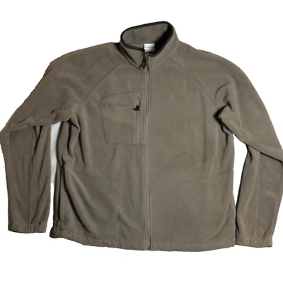 Columbia Mens Fast Trek II Full Zip Fleece Large Brown Pockets Drawcord Outdoors - Image 1 of 4