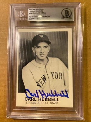 MLB HOF Carl Hubbell lanzador Beckett graduado-auténtico tarjeta autografiada Foto 1 de 2