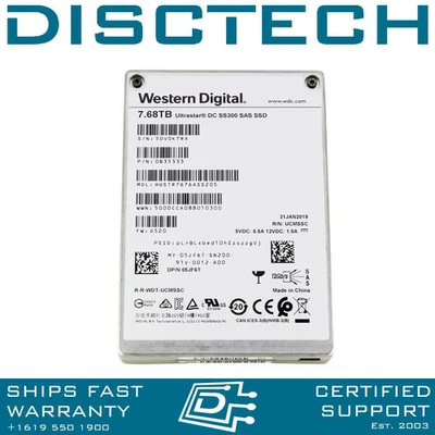 Western Digital WD 7.68TB SAS SED FIPS SSD HUSTR7676ASS205 Dell 5JF6T 05JF6T - Image 1 of 4