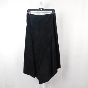 Randolph Duke The Look Asymmetric Patchwork Suede Leather Skirt 10, Black #4325 - Picture 1 of 7