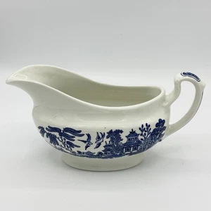 Churchill Fine English China Blue Willow Gravy Boat Bowl Staffordshire Jug - Picture 1 of 8