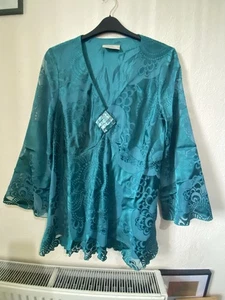 Ann Harvey Black Lined Tunic With Sparkling Accent Size 18 Green - Picture 1 of 9