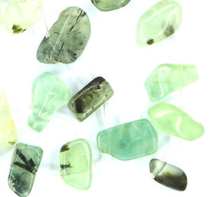 Approx 54 GREEN Natural Prehnite Side-Drilled Nugget Teeth Beads ~10x20mm K5106A