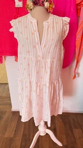 Hippie Tunika Kleid Mini Hängerchen Musselin weiß beige rosa gel36,38,40,42 Neu - Bild 1 von 4